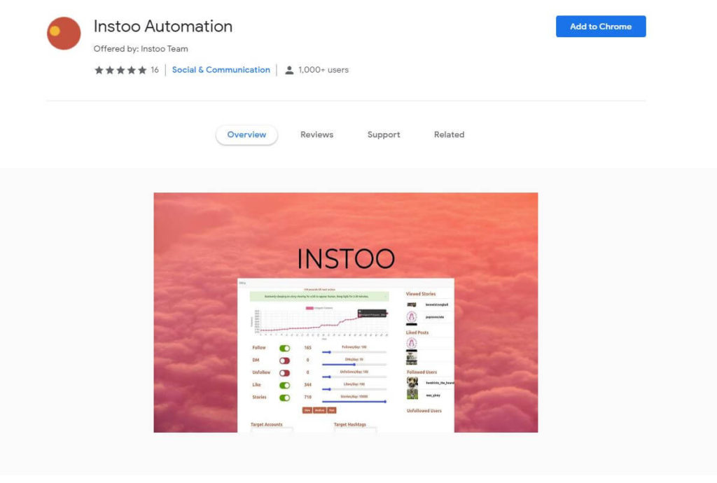 A screenshot showing Instoo’s homepage