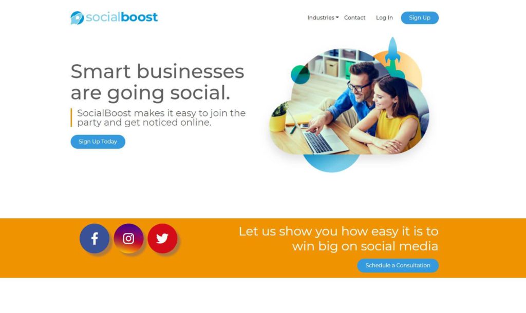 A screenshot of Social Boost’s website