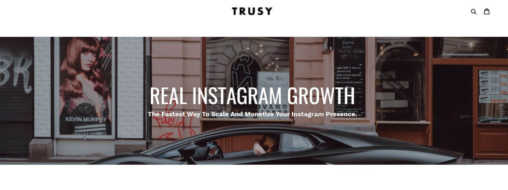 A screenshot of Trusy Social’s homepage