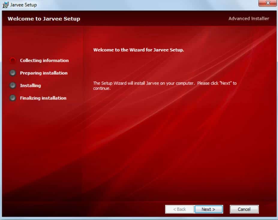 a screenshot showing jarvee's installation page