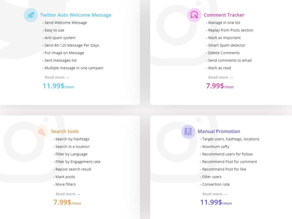 An image of Instazood tariff plans