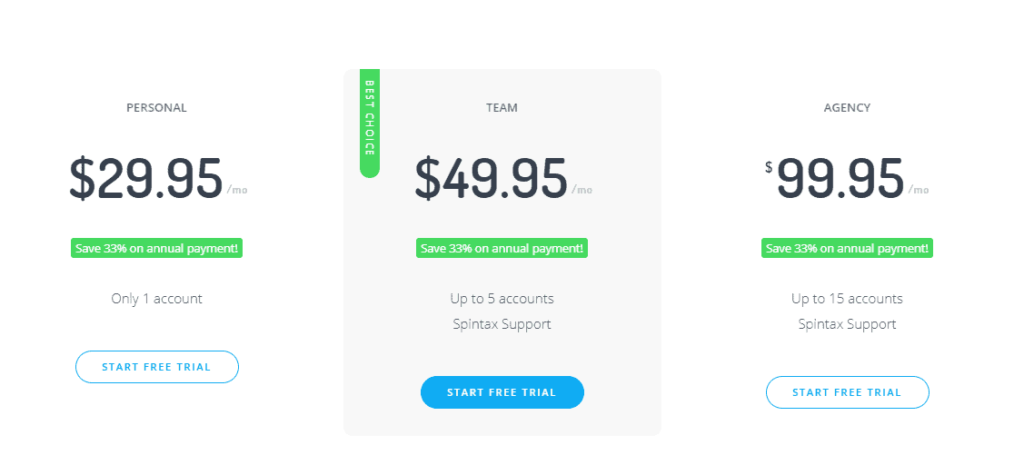 a screenshot of instato's pricing plan

