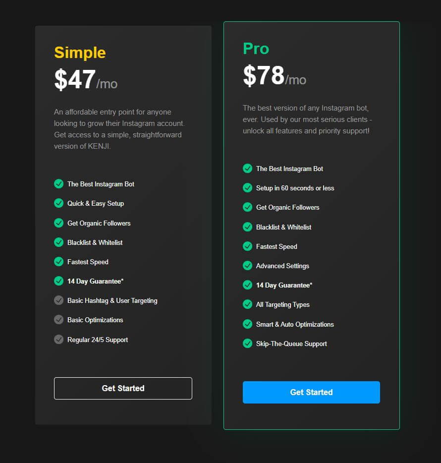 an image showing kenji's pricing plans