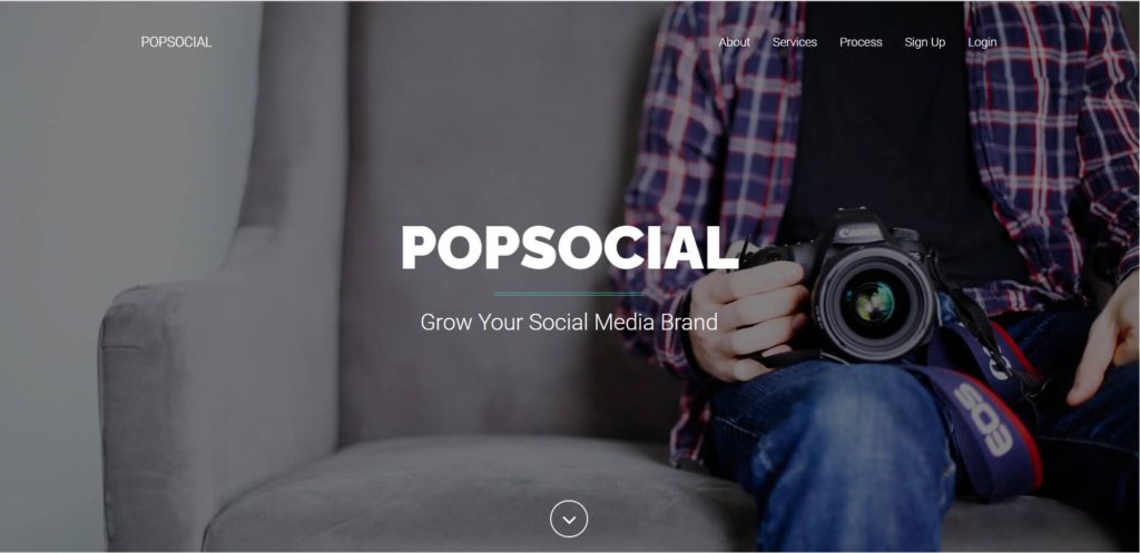 A screenshot of PopSocial’s homepage