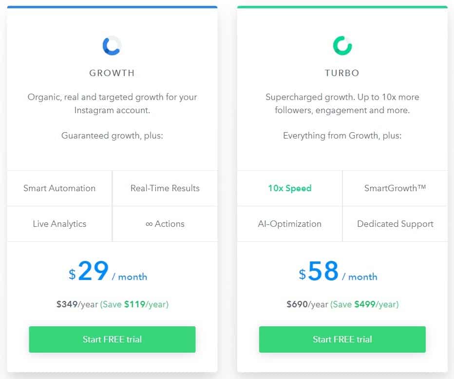 a screenshot depicting social captain's annual pricing plan