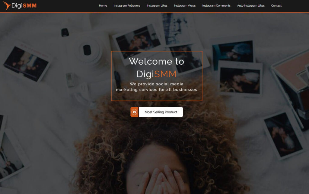 A screenshot depicting the homepage of Digi SMM’s website. 
