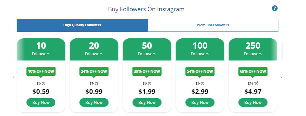 A screenshot showing the high quality followers.