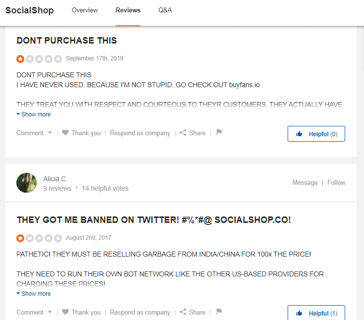A screenshot showing sitejabber reviews